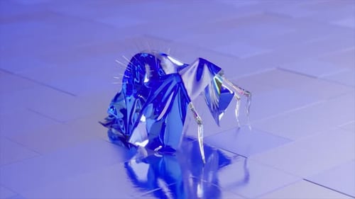 A Diamond Spider in a Shiny Robe Walks Across the Glossy Tiles