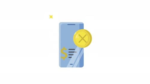 animación de icono de pago, compra, transferencia fallida