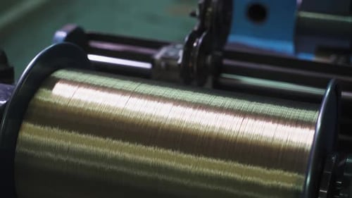 Machine Winding Metal Wire on Spool in Factory