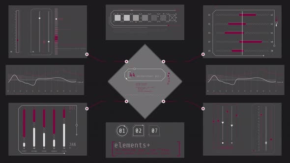 Animated Screen Filled with Graphs Depicting Data Processing, Overlays ...