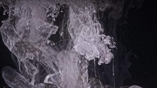 Ink Plumes Expanding into Water on Black Background