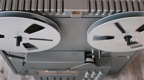 Analog Reel-to-Reel Tape Recorder Playing