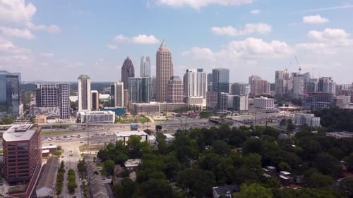 Drone shot of Midtown in Atlanta Georgia.