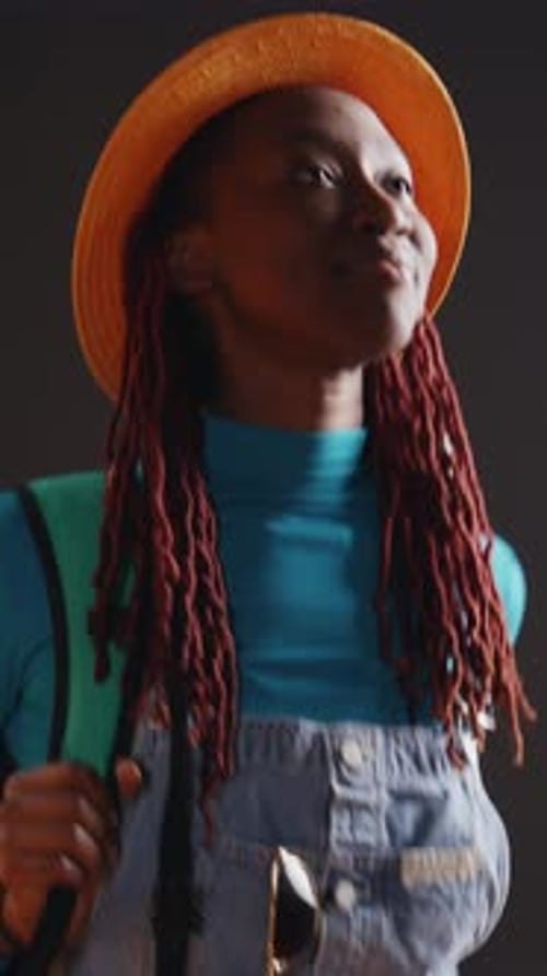 Vertical Video Traveller with Baggage and Suitcase