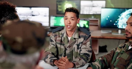 Team Collaboration on Military Strategy in a Tech Office