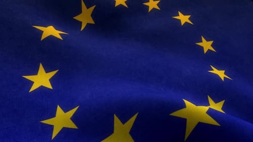 Realistic Waving European Union Flag Loop
