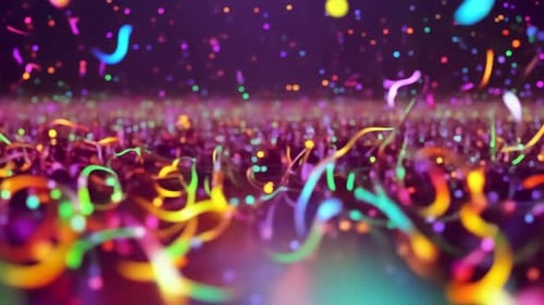 Colorful Party Confetti and Neon Ribbons Abstract