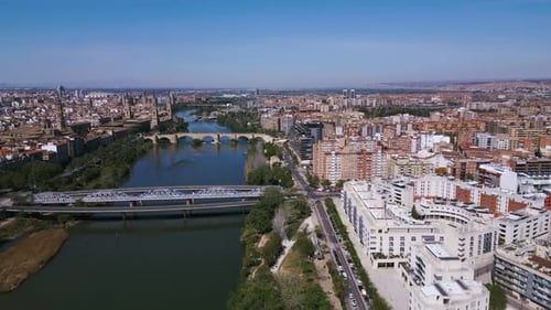 Aerial Footage Of Zaragoza in Spain