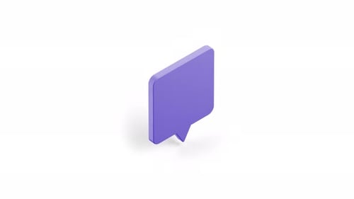 Isometric Purple Speech Bubble Animation A Modern Communication Icon