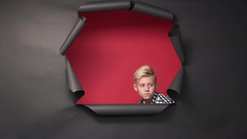 Conspirator Mood Hiding Boy Hideandseek Play