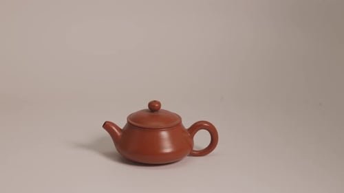 Brown Tea Pot Still Life on Neutral Background
