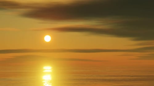 Sunset Over a Waving Ocean