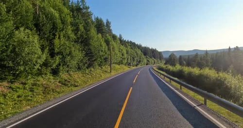 Vehicle point-of-view Driving a Car on a Road in Norway