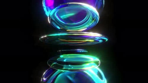 Transparent Glass Lenses Futuristic Elements on Black Bg Able to Loop Seamless