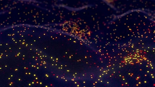 Abstract Glowing Particle Grid Wave Background