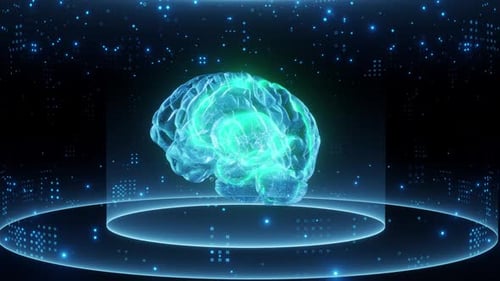 KI Künstliche Intelligenz digitale Gehirnanimation. Neuronales Netzwerk