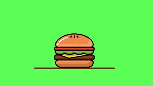 Animated Flat Design Burger Build Up
