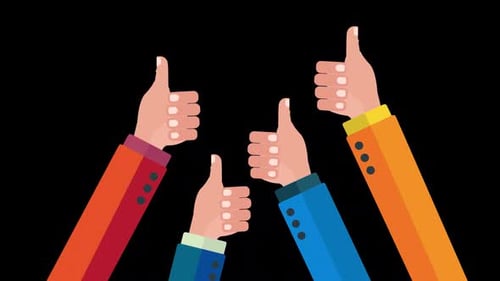Flat Design Thumbs Up Hand Gestures Animation