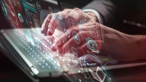 Futuristic Holographic User Interface Display for Technology Animation