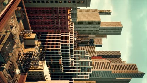 Impresionante vista vertical de la ciudad de Nueva York desde una azotea en el centro