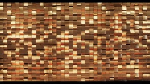Dynamic Gold Geometric Cubes Waving Seamless Loop Background