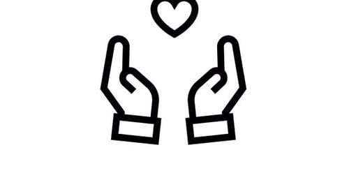 Minimalist Icon Animation of Hands Holding a Heart