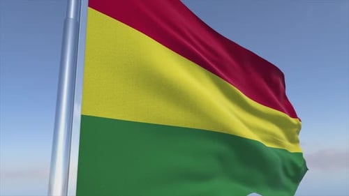 Waving Bolivia Flag Realistic Fabric Blue Sky