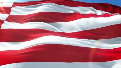 Waving Red and White Striped Flag Background
