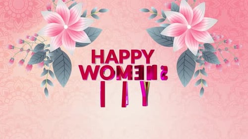 Happy Women's Day Animated Greeting with Floral Design