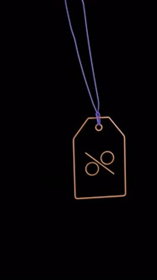 Animated Neon Price Tag Percentage Sign