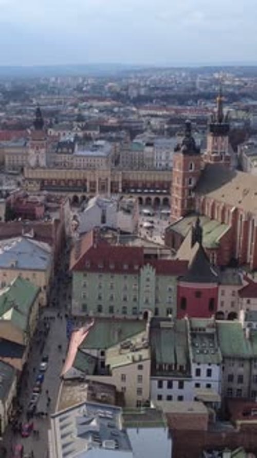Aerial View of Krakow City Buildings in Poland