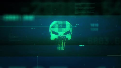 Cyberattaque Glitch Skull Hacker Animation