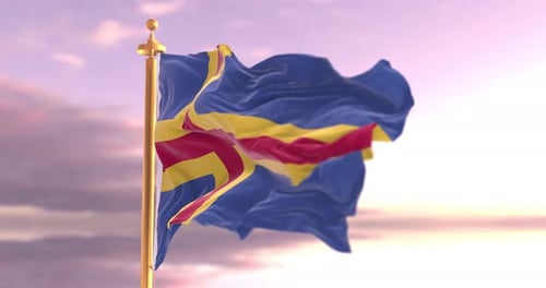 Dynamic Waving National Flag with Scandinavian Cross