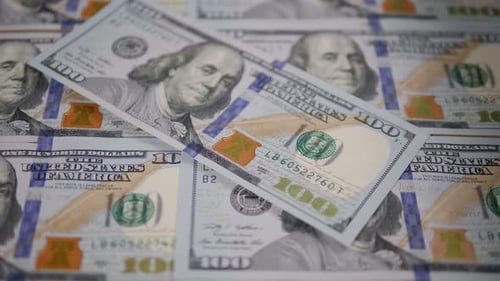 Pile of One Hundred Dollar Bills Close Up