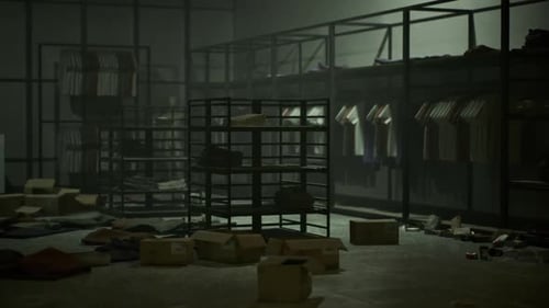Quiet Display Case Studio Filled with Abandoned Clothes and Shadows