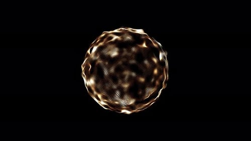 Golden Particle Luxury Sphere Ball Animation On Dark Black Background, Sphere Golden Made