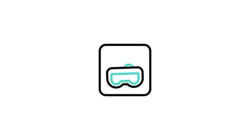 Animated Scuba Mask Icon in Flat Design Style