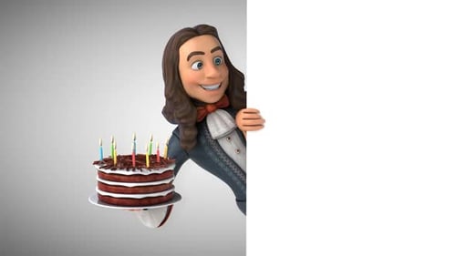 Animation 3D d'un homme de dessin animé en costume baroque historique