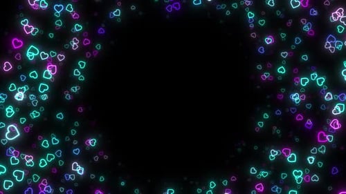 Neon Heart Frame Animation – Glowing Romantic Love Border Background Loop