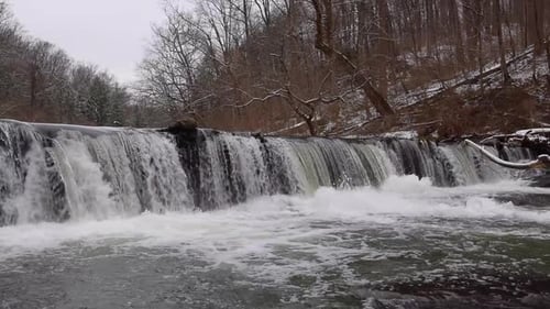 Waterfall flowing into the wissahickon creek