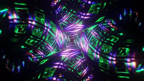 Futuristic Abstract Glowing Neon Tunnel Loop Background