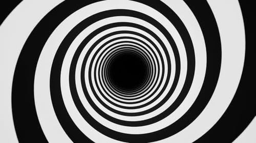 Black And White Hypnotic Spiral Tunnel Background Vj Loop In HD