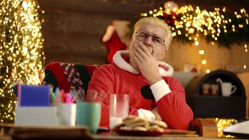 Santa in Home Interior Reading Wish List Letter