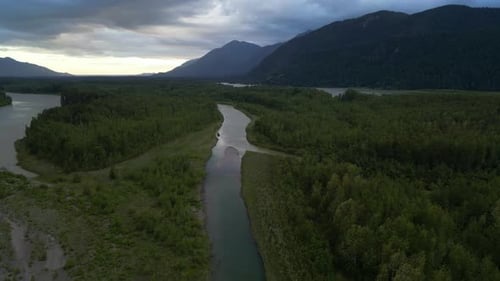 River Delta At Dusk. British Columbia, Canada.