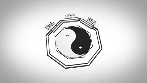 3D Animated Bagua Symbol with Yin Yang and Chinese Trigrams