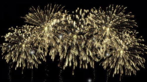 Golden Fireworks Bursting in Celebration Animation