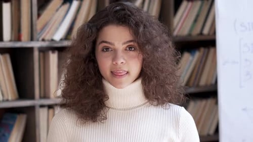 Happy Hispanic Ethnic Young Woman University Teacher, Smiling Latin Girl College Student,