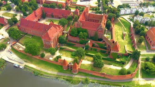 Aerial view of Castle of the Teutonic Order in Malbork, Malbork ( Zamek w Maborku, Ordensburg Marien