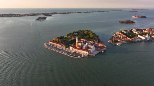 Aerial View of Church of San Giorgio Maggiore in Venice Italy