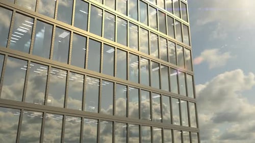 Upward drone flight view to windows of a modern business skyscraper loopable 4k
